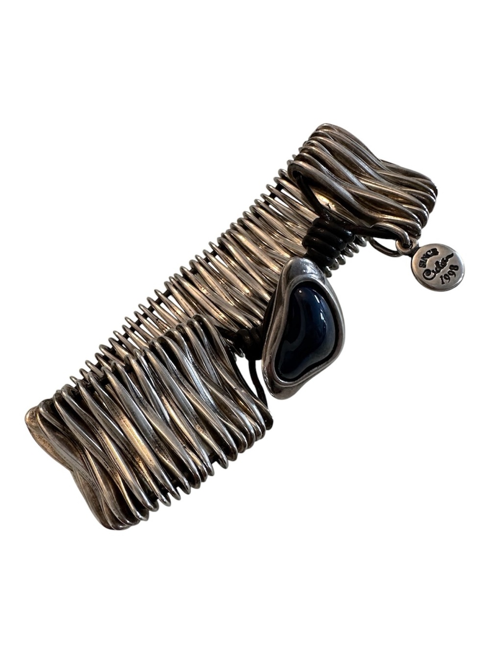 Ciclon | Silver Bar Leather Bracelet
